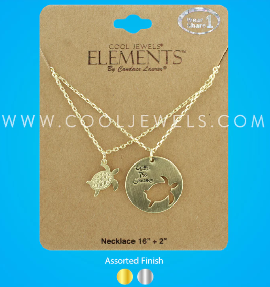 Disc & Turtle Chain Necklace